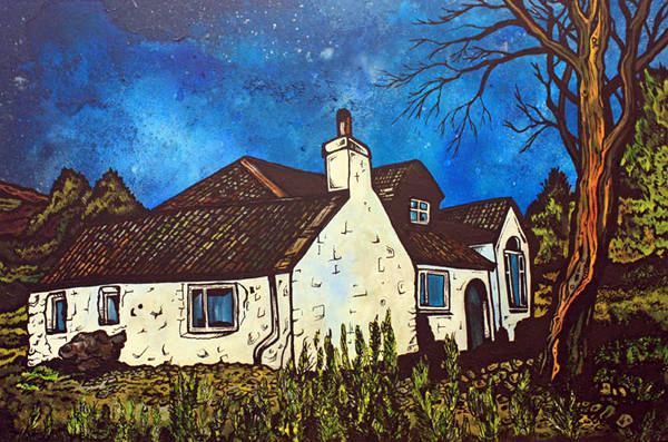 Highland Cottage, Scotland - Mixed Media Painting on Box Canvas