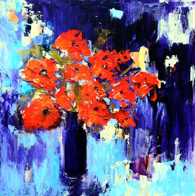 Poppies in tall Vase