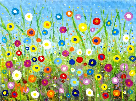 Happy Little Garden 2 - Acrylics on Canvas - 9.5ins x 7ins