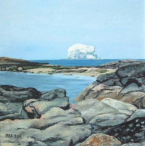 Bass Rock seen from North Berwick, East Coast, Scotland - Oil on Board