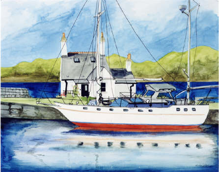 In the Lock, Crinan - Watercolour - 12 ins x 15 ins